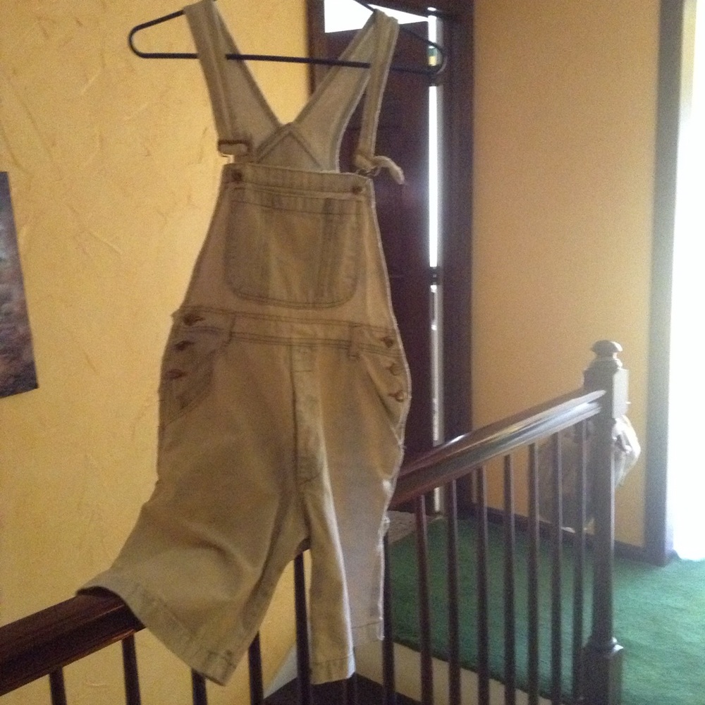 Bib short overalls - bleached denim 100% cotton - Picture 3 of 5